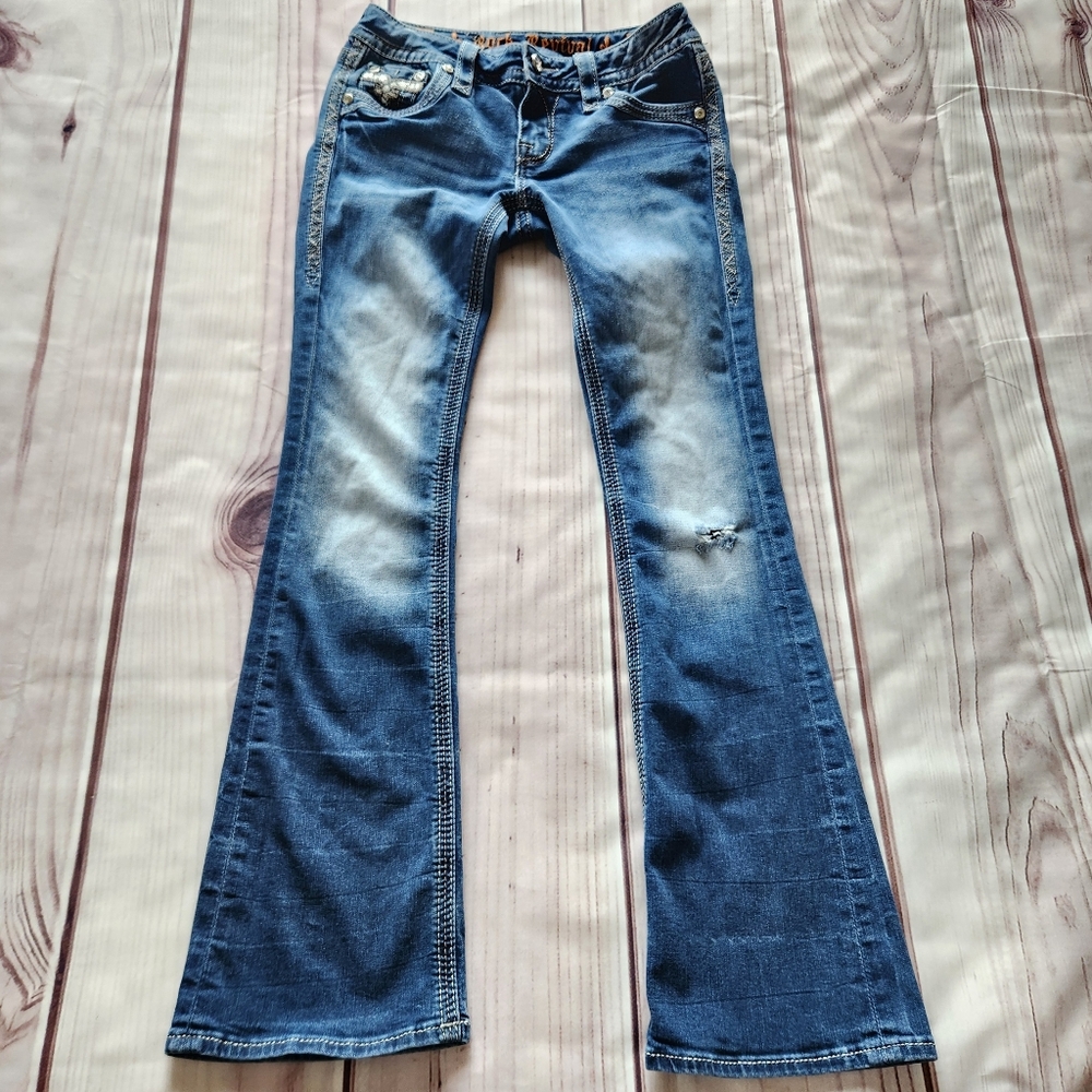 Rock Revival "Caress" Stretch Low Rise Bootcut Jeans Blue | Women's Size 26 - Picture 3 of 15